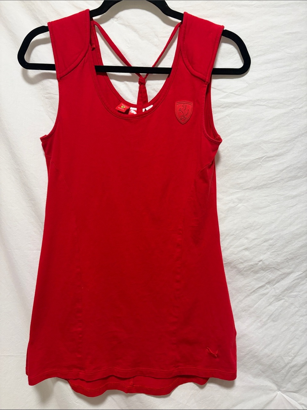 Like New Puma Red Detail Tie Tank with Ferrari Logo - Medium